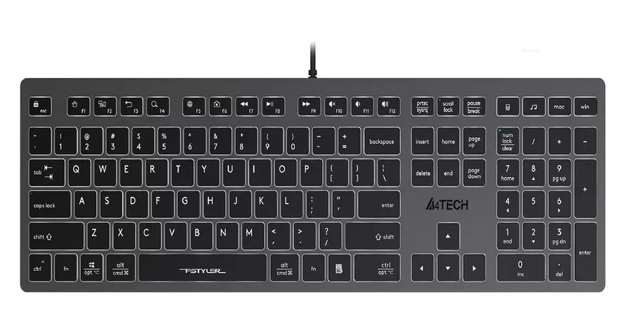 Клавиатура A4tech Fstyler FX60H, USB, белая подсветка
