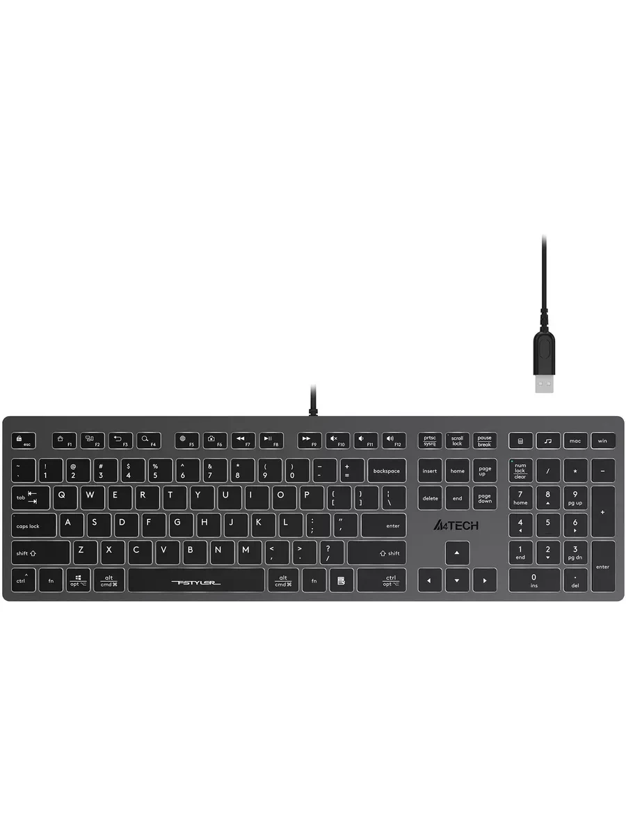 Клавиатура A4tech Fstyler FX60H, USB, белая подсветка — 2