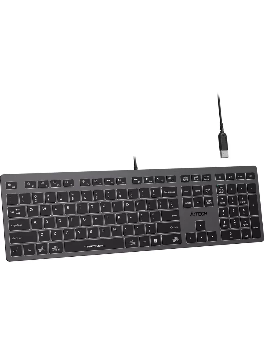 Клавиатура A4tech Fstyler FX60H, USB, белая подсветка — 3