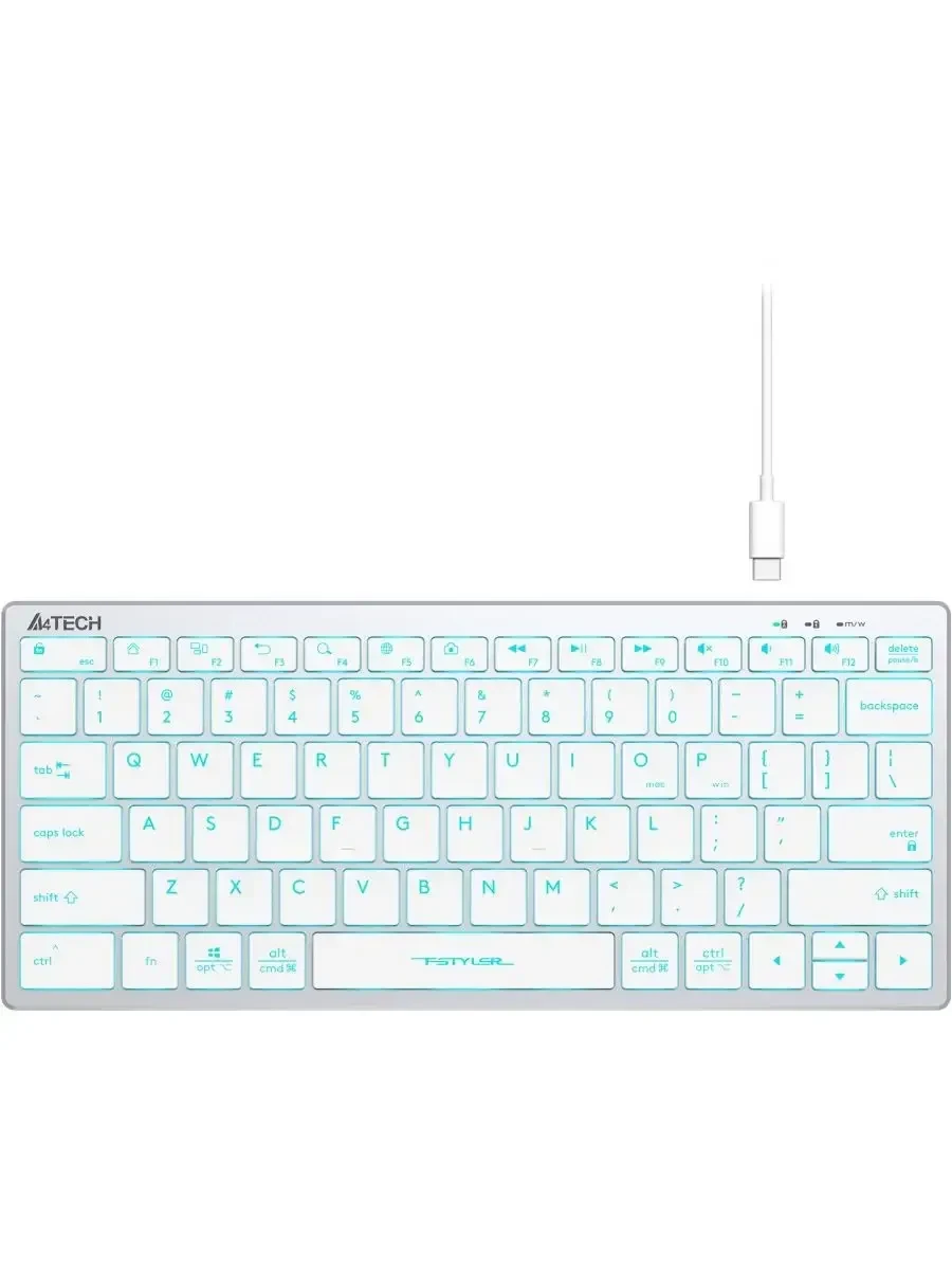 Клавиатура A4tech Fstyler FX61, USB, синяя подсветка — 4