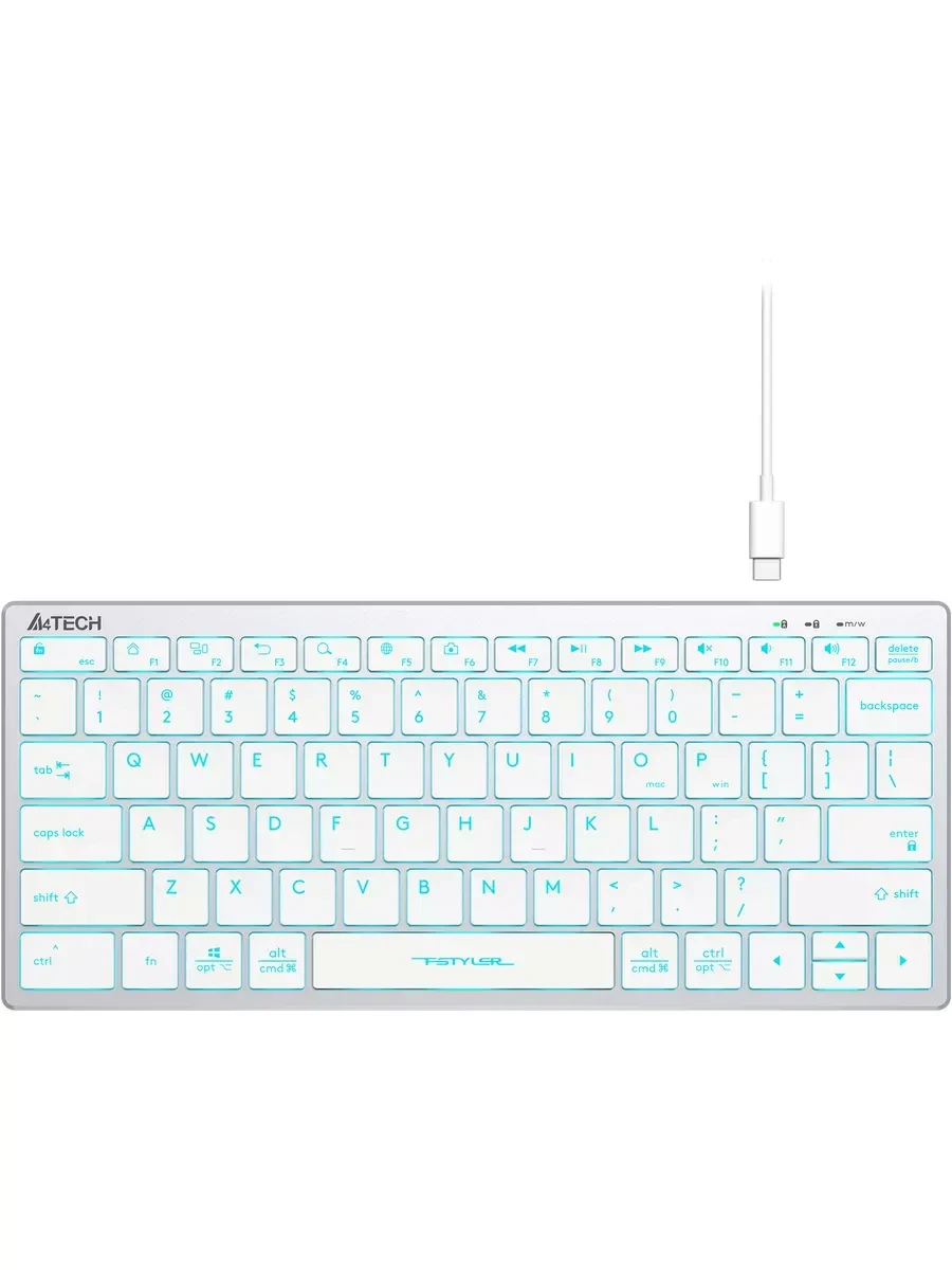 Клавиатура A4tech Fstyler FX61, USB, белая подсветка