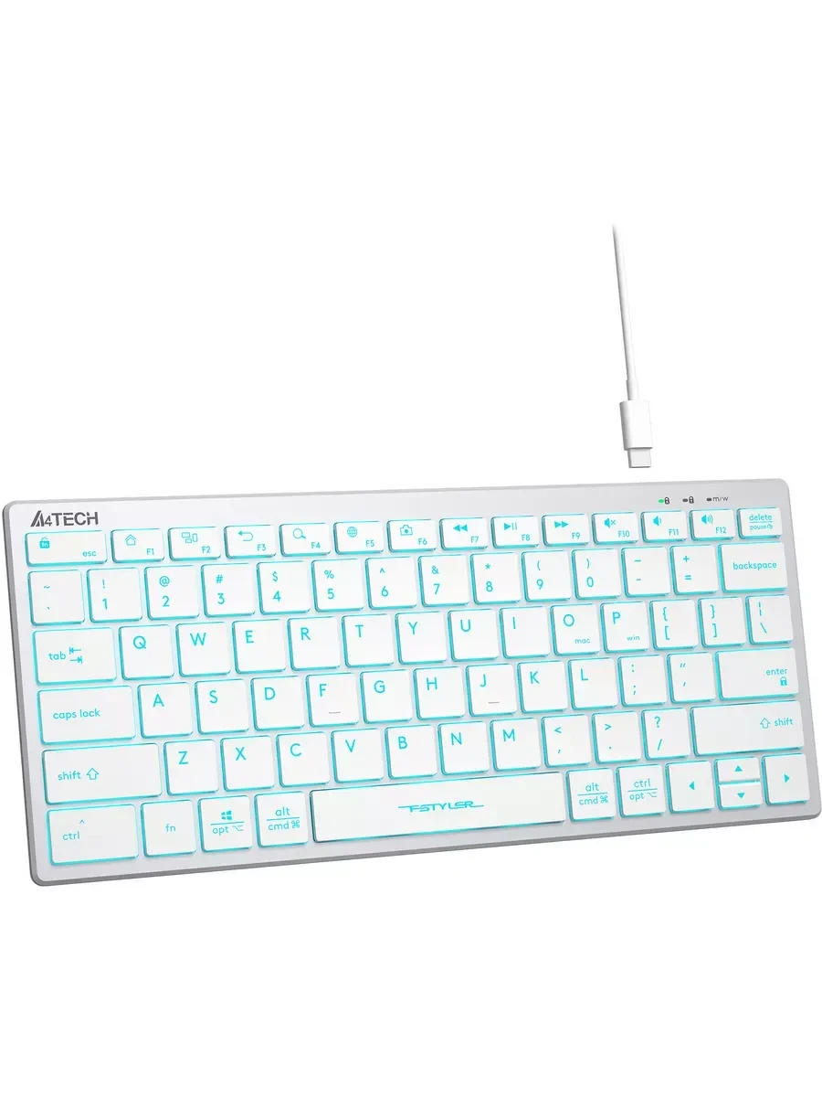Клавиатура A4tech Fstyler FX61, USB, белая подсветка — 2