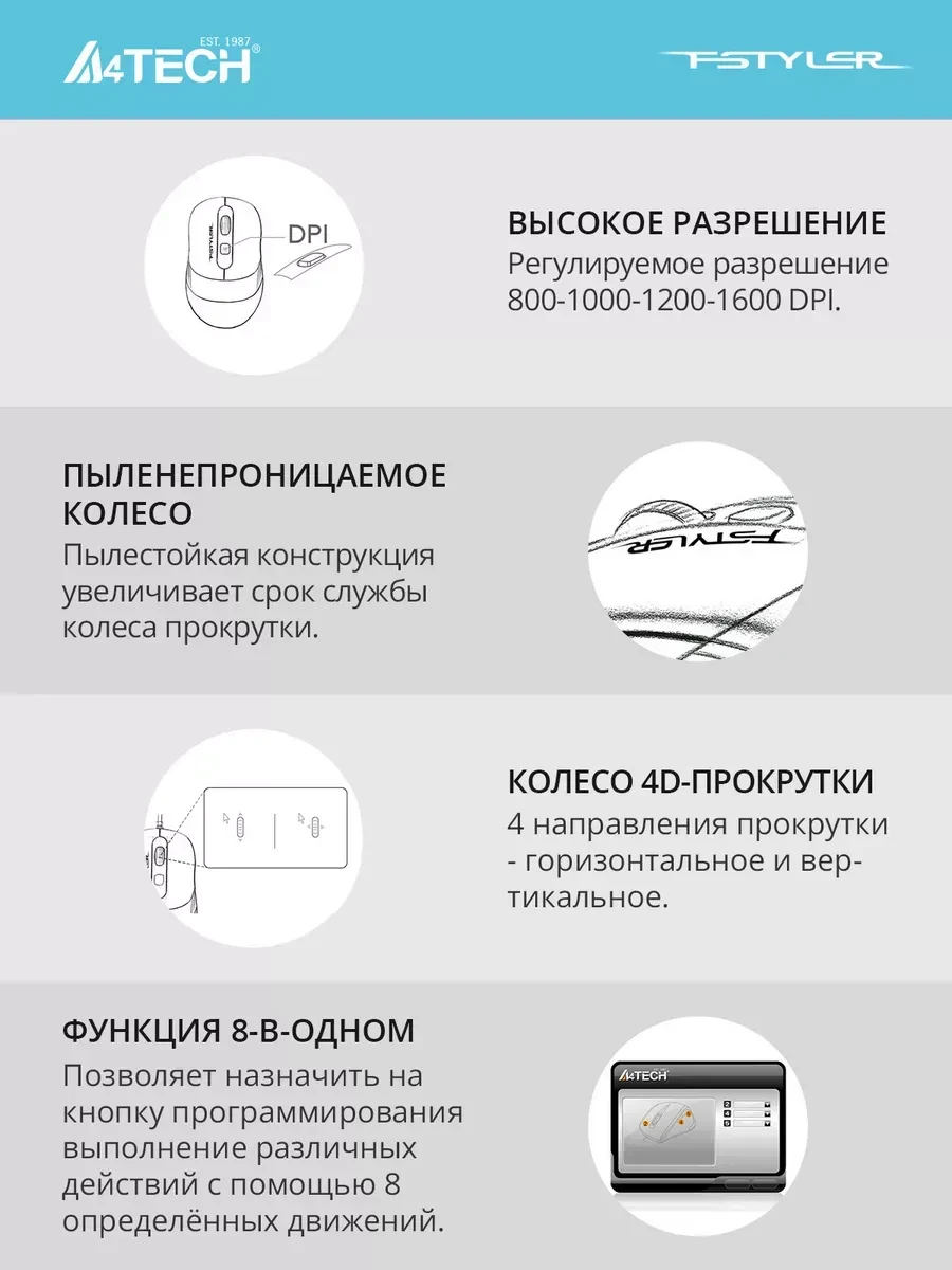 Набор A4tech Fstyler F1010, белый, USB — 4