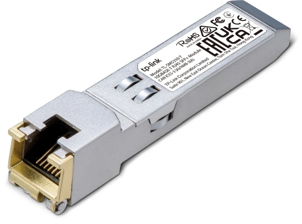 RJ45 трансивер 10GbE SFP+ Tp-Link SM5310-T <10GBASE-T SFP модуль, 100BASE-TX / 1000BASE-T/ 2.5GBASE-T/ 5GBASE-T: неэкранированная витая пара категории 5e или выше (не более 100 метров); 10GBASE-T: неэкранированная витая пара категории 6a или выше (не боле