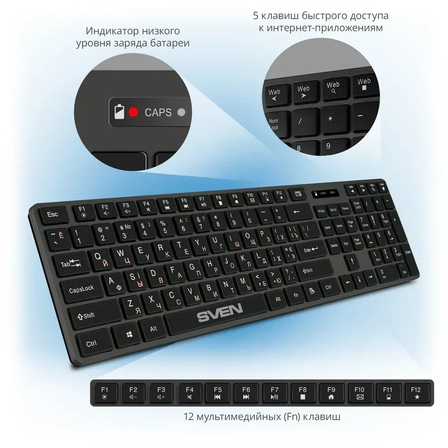 Беспроводная клавиатура SVEN KB-E5800W — 2
