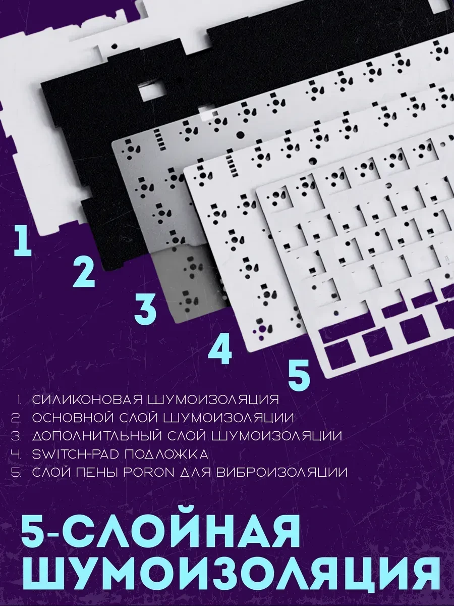 Игровая клавиатура AULA F99, механическая, 99 клавиш, белый-синий-фиолетовый — 5