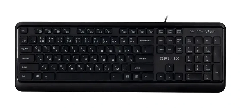 Клавиатура Delux DLK-290UB, USB, ультратонкая, чёрная