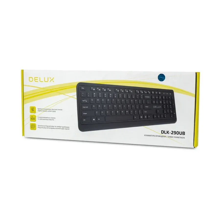 Клавиатура Delux DLK-290UB, USB, ультратонкая, чёрная — 3