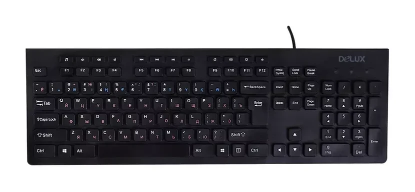 Клавиатура Delux DLK-180UB, USB, ультратонкая, чёрная