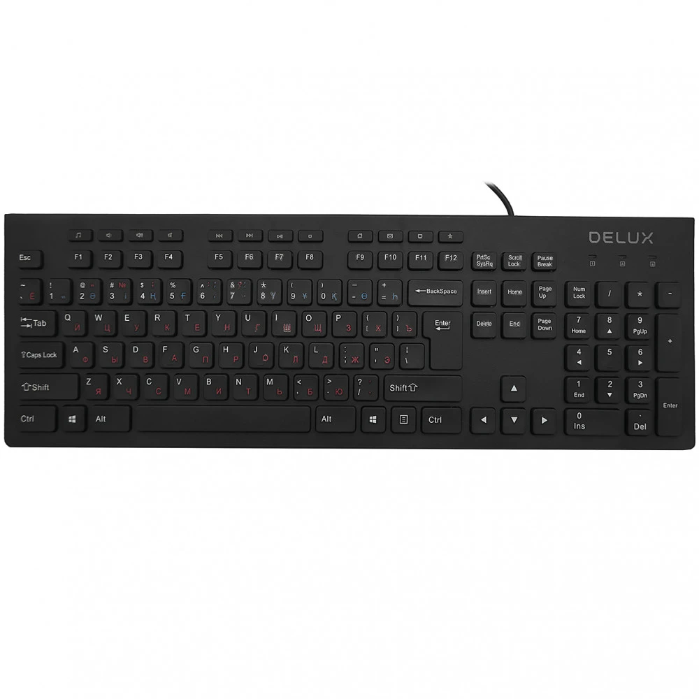 Клавиатура Delux DLK-180UB, USB, ультратонкая, чёрная — 2