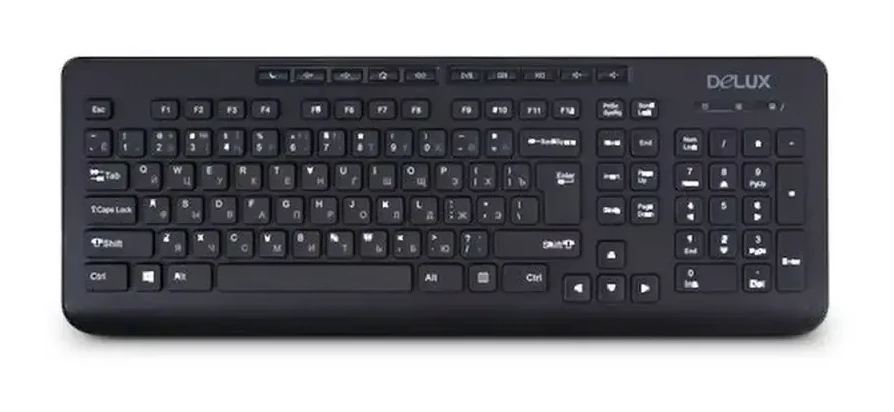 Клавиатура Delux DLK-02UB, USB, ультратонкая, чёрная