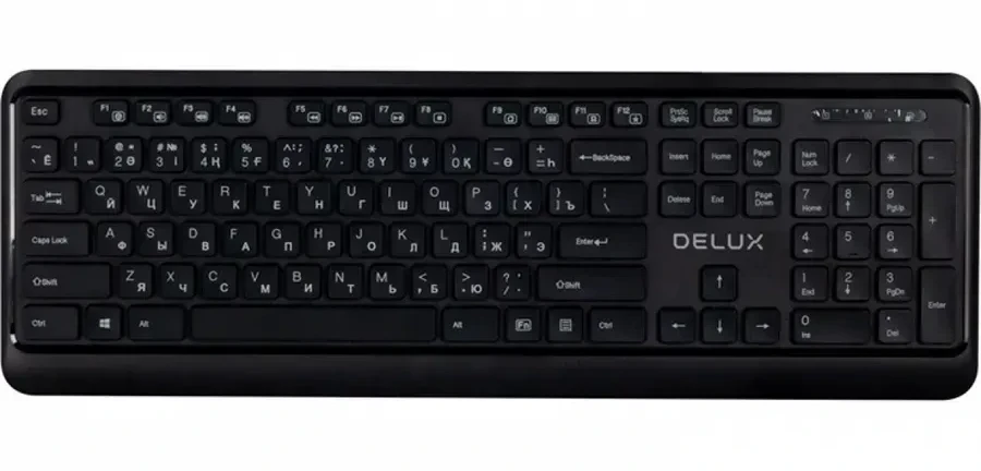 Клавиатура Delux DLK-1900OGB, беспроводная 2.4ГГц, чёрная