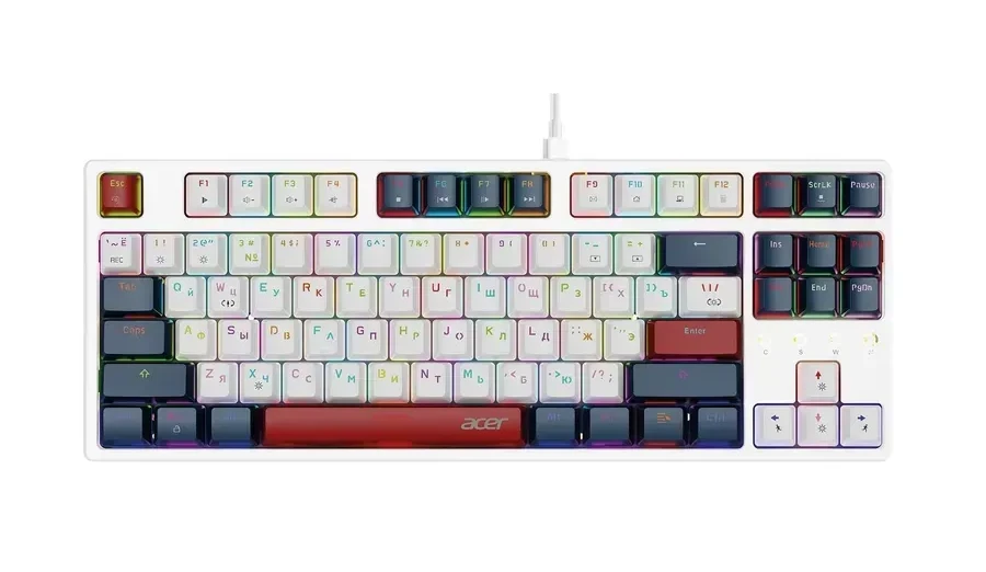 Клавиатура Acer OKW305, 87 кнопок, механическая, RGB