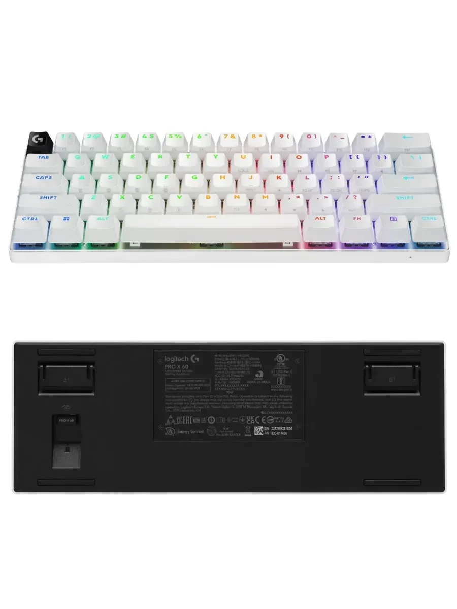 Игровая клавиатура Logitech G PRO X 60, белая, тактильная