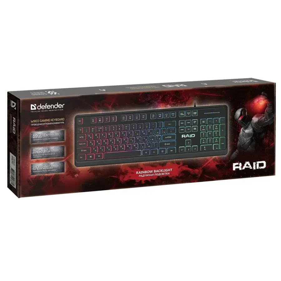 Клавиатура Defender RAID GK-778DL, проводная, чёрная — 2