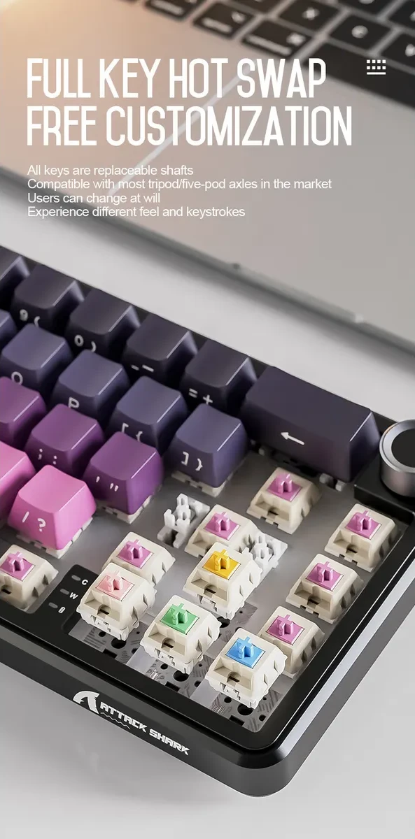Клавиатура Attack Shark X66 Klaviatura, 66 keys, BT/2.4GHz, RGB — 5
