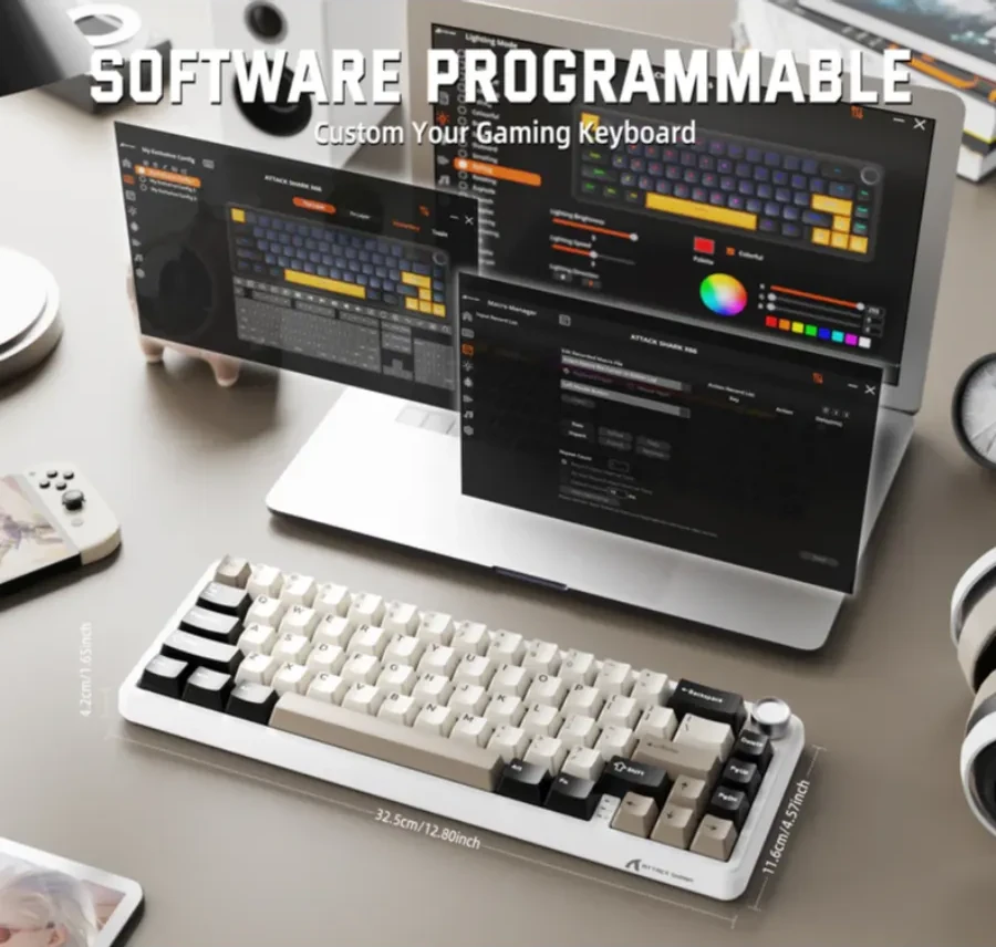 Attack Shark X66 Klaviatura, 66 keys, BT/2.4GHz, белая — 4
