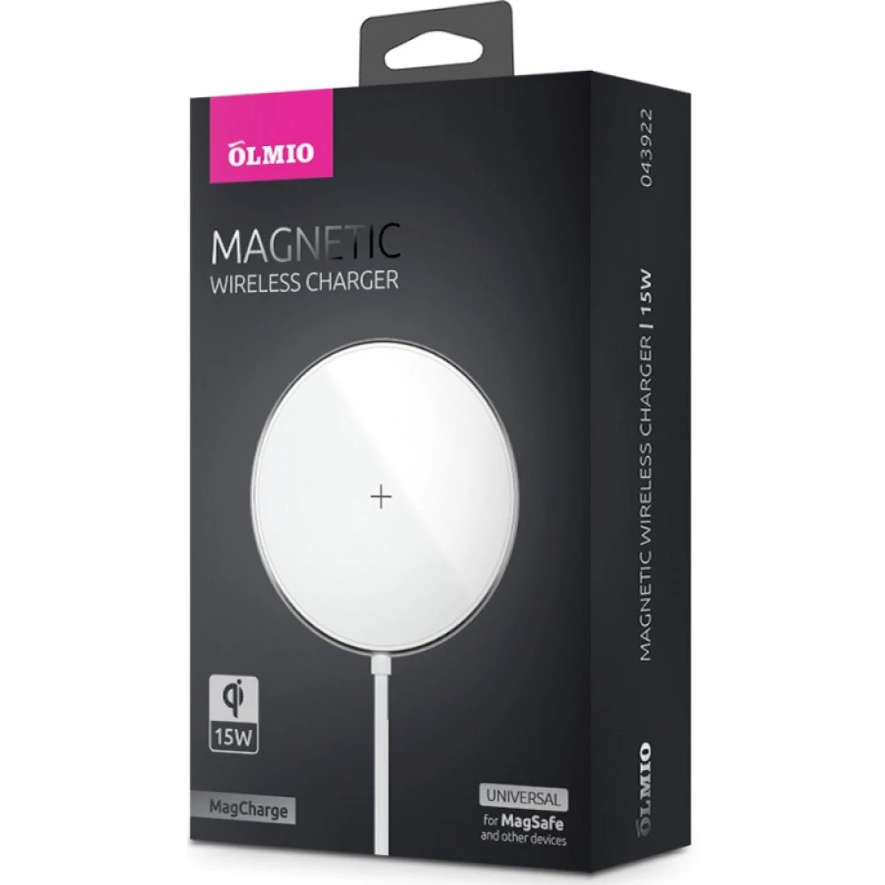 Беспроводное зарядное устройство OLMIO MagCharge QI 15W, White — 2
