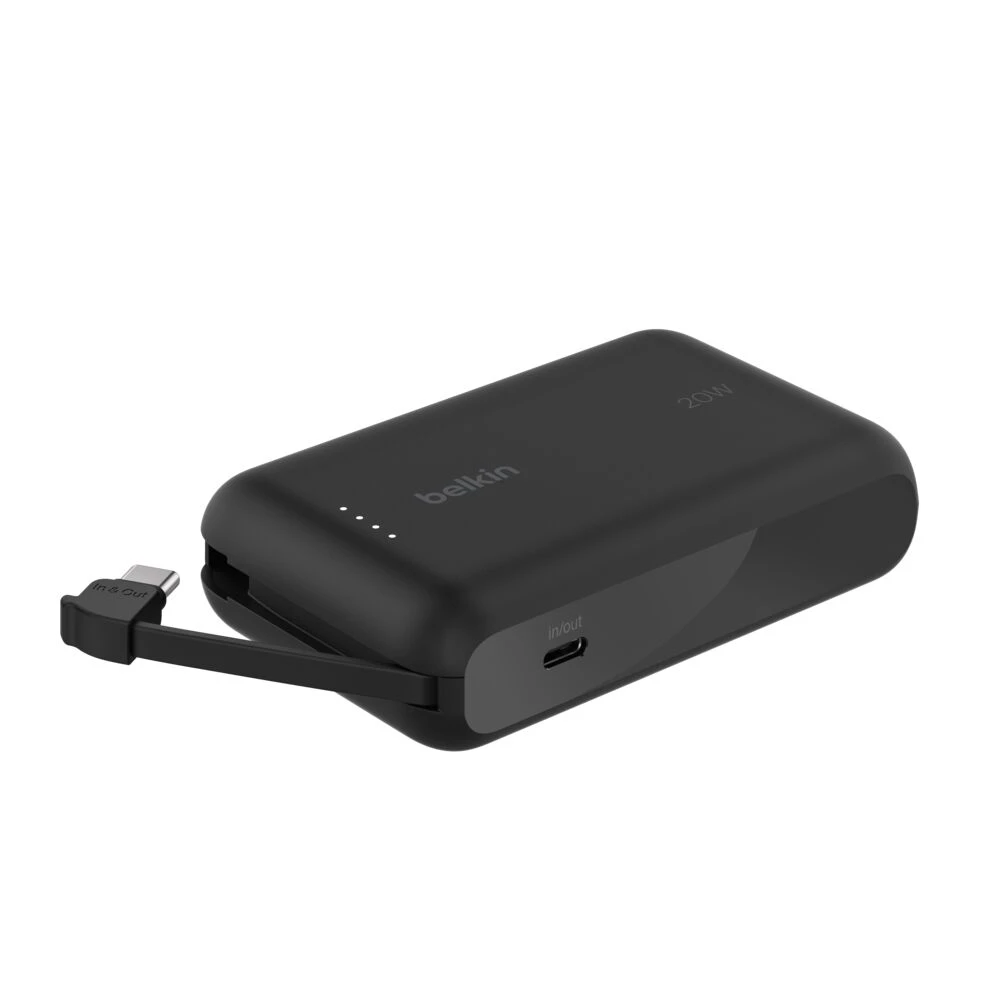 Внешний аккумулятор BELKIN 10k PD20w Integrated USB-C Cable Power Bank, Black