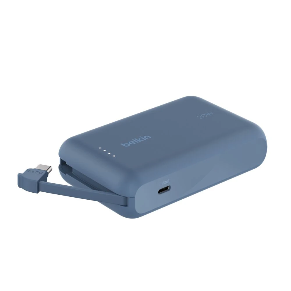 Внешний аккумулятор BELKIN 10k PD20w Integrated USB-C Cable Power Bank, Blue