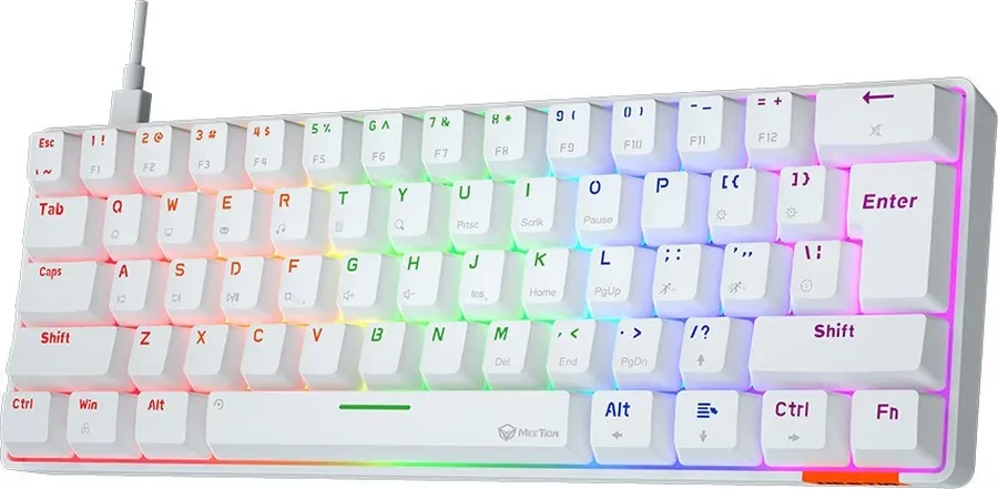 Клавиатура Meetion MK005 White, Mechanical, Blue switch, 61 keys EN/RU/KZ, Cable USB-C — 2