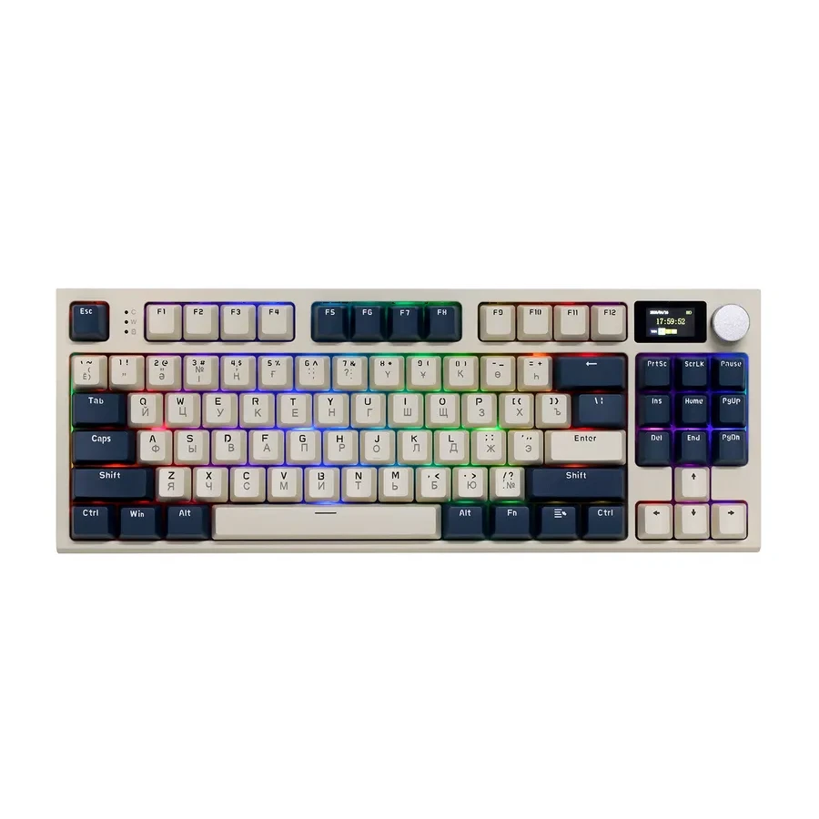 Клавиатура USB, Attack Shark K86, Linear Blue Whale switch, 86 keys, 2,4/BT/cable, Blue — 2