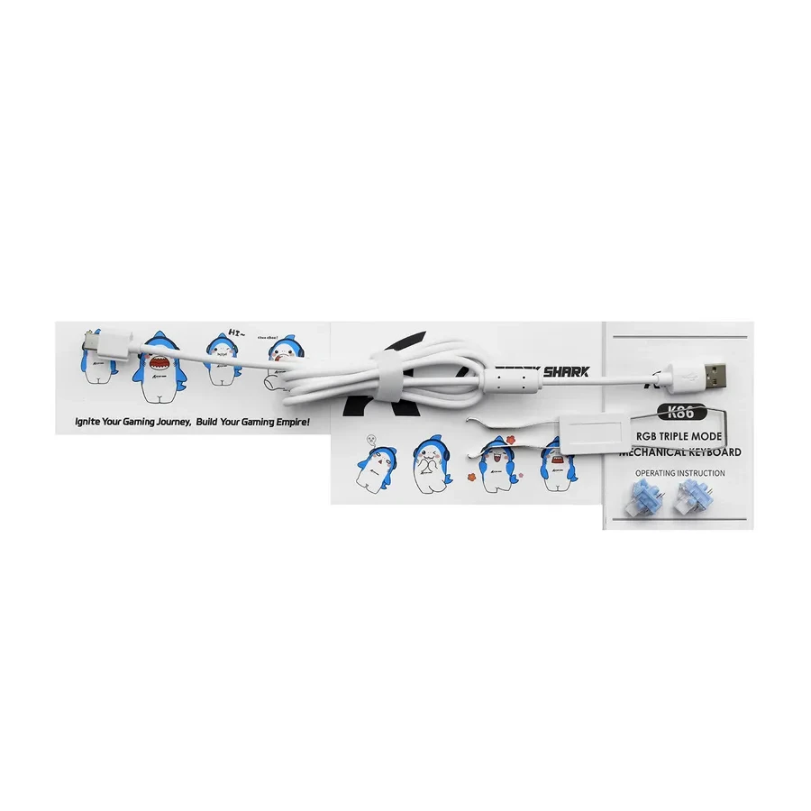 Клавиатура USB, Attack Shark K86, Linear Blue Whale switch, 86 keys, 2,4/BT/cable, Blue — 4