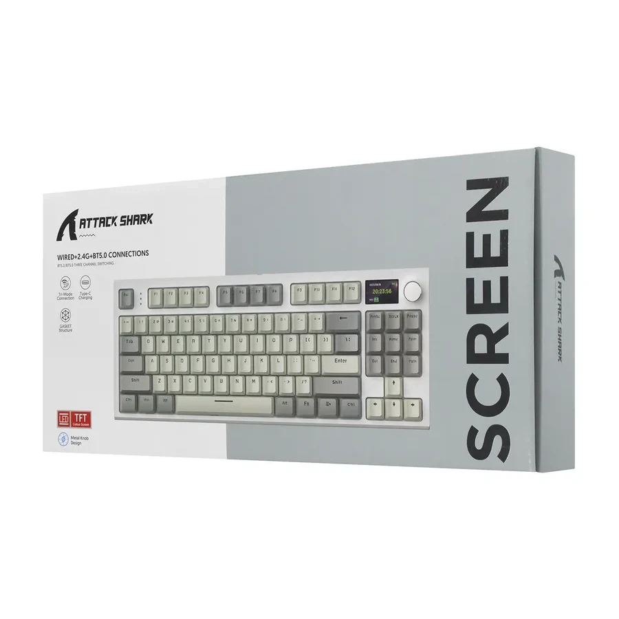 Клавиатура USB, Attack Shark K86, Linear Blue Whale switch, 86 keys, 2,4/BT/cable, Blue — 5