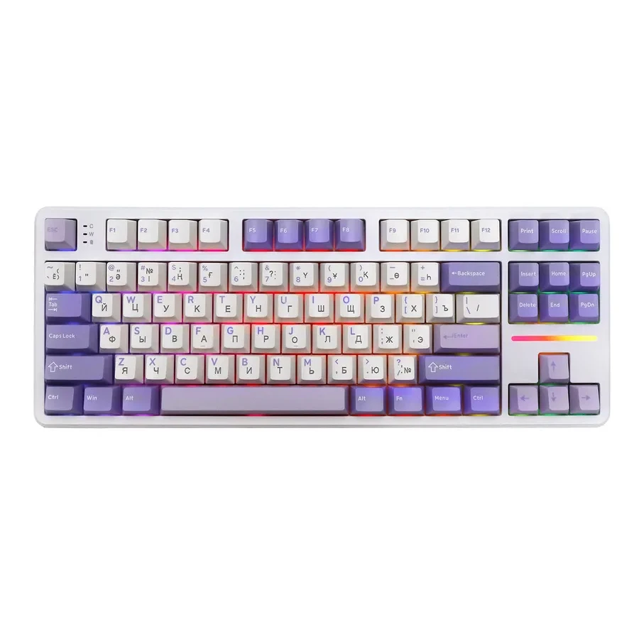 Клавиатура USB, Attack Shark X87, Linear Blueberry switch, 87 keys, 2,4/BT/cable, Twilight color — 2