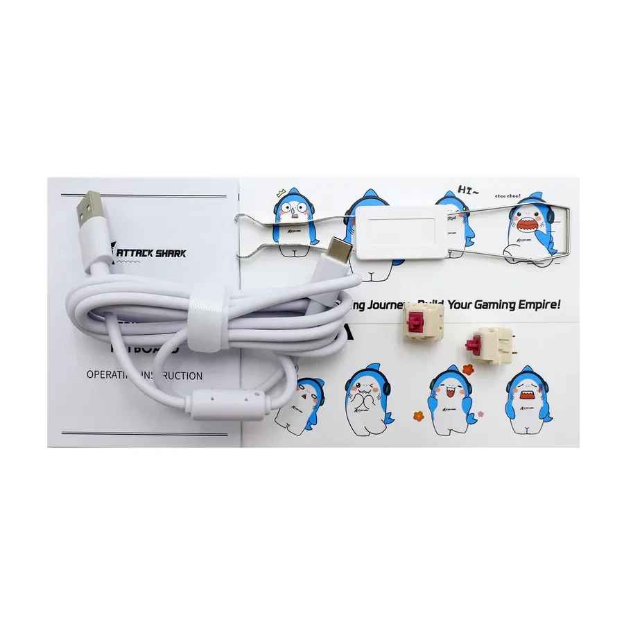 Клавиатура USB, Attack Shark X87, Linear Blueberry switch, 87 keys, 2,4/BT/cable, Twilight color — 4