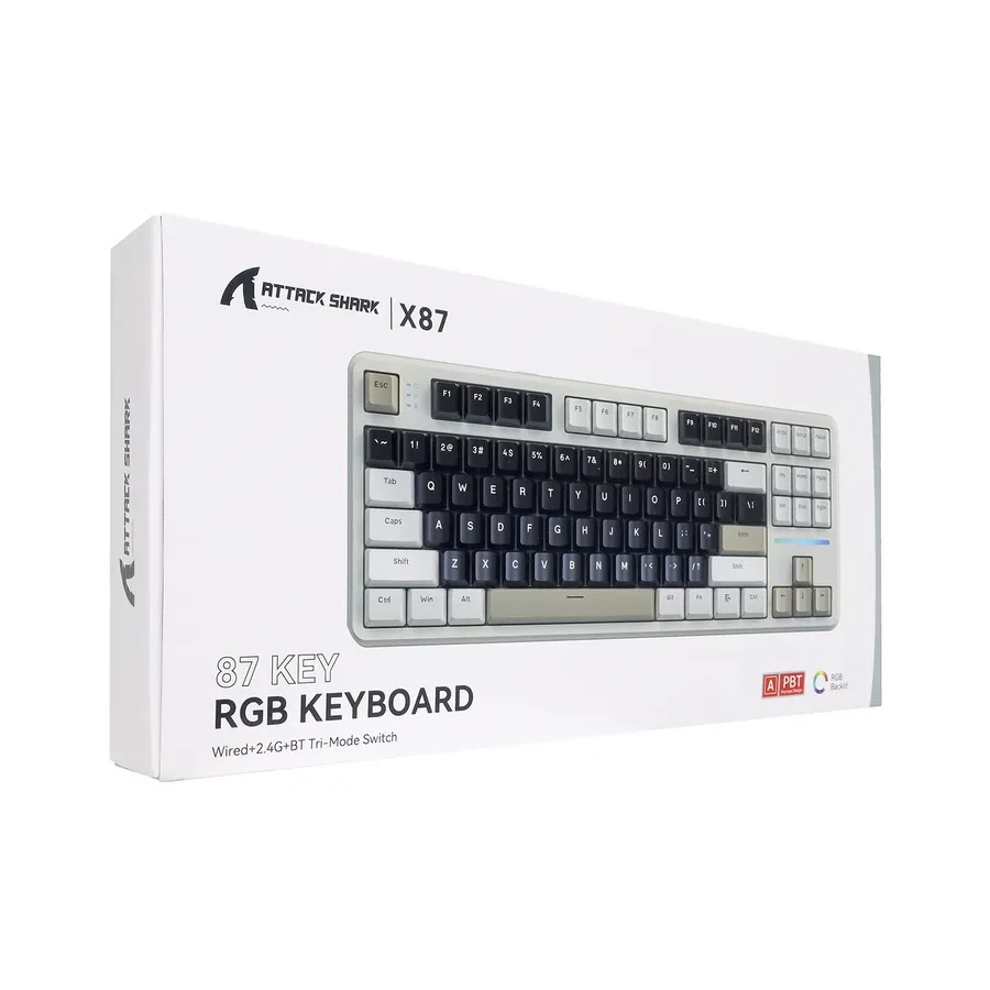 Клавиатура USB, Attack Shark X87, Linear Blueberry switch, 87 keys, 2,4/BT/cable, Twilight color — 5