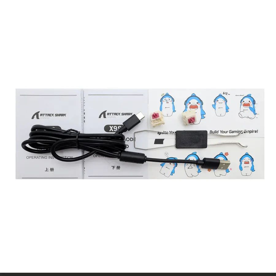 Клавиатура USB, Attack Shark X98, Linear Strawberry switch, 102 keys, 2,4/BT/cable, star black — 4