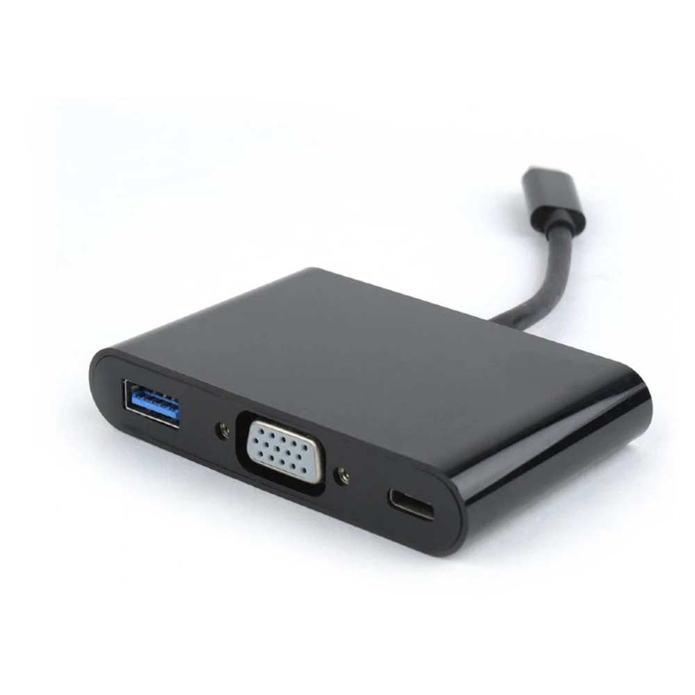 Переходник USB Type-C - VGA, USB 3.0, USB Type-C, Cablexpert A-CM-VGA3in1-01, 0.15m, OEM