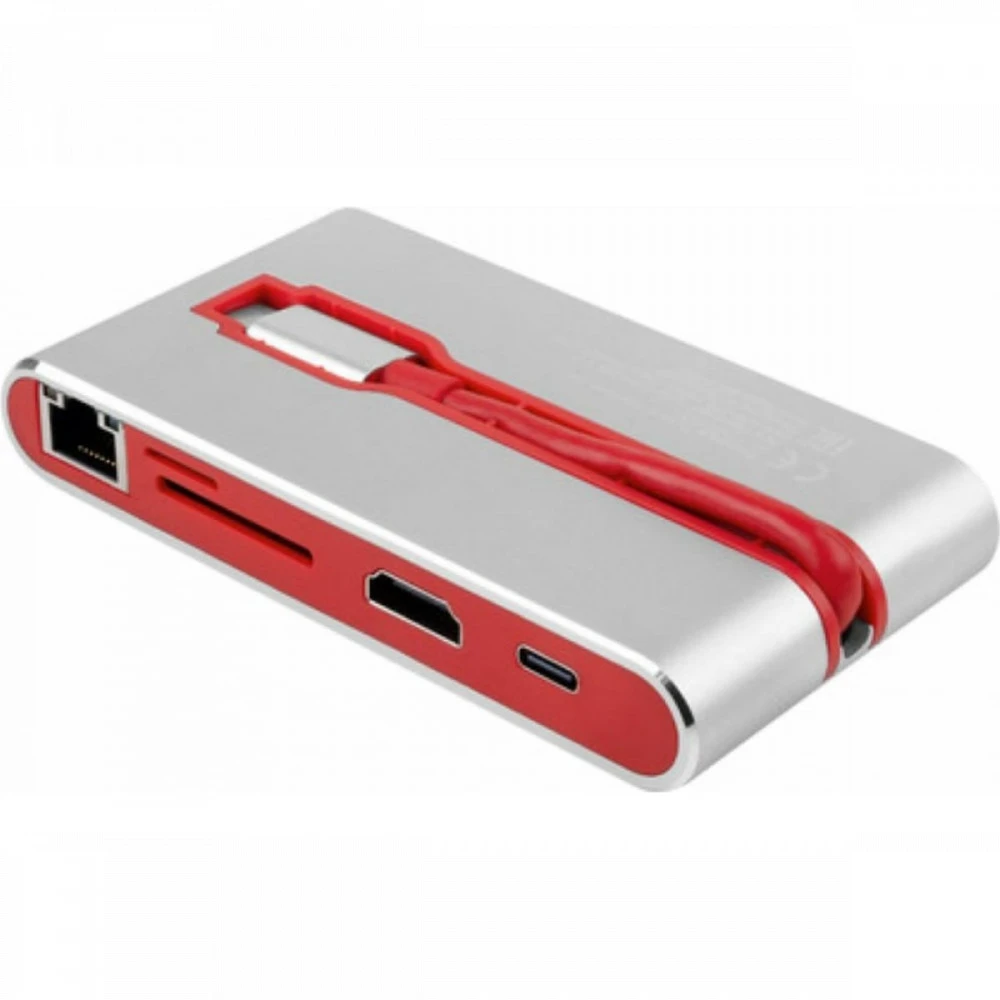 Переходник USB Type-C - LAN, 3xUSB 3.0, Rombica Type-C Hermes, Red, BOX — 2