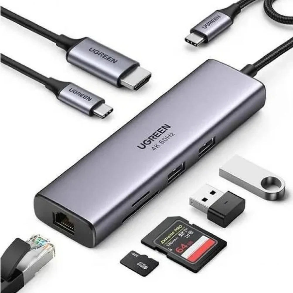 USB-хаб Hub UGREEN USB-C, Ethernet — 2