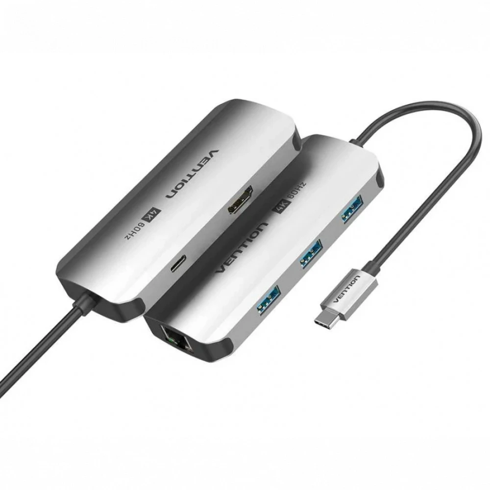 Переходник USB Type-C Vention TQHHB 6-in-1, Gray, BOX — 3