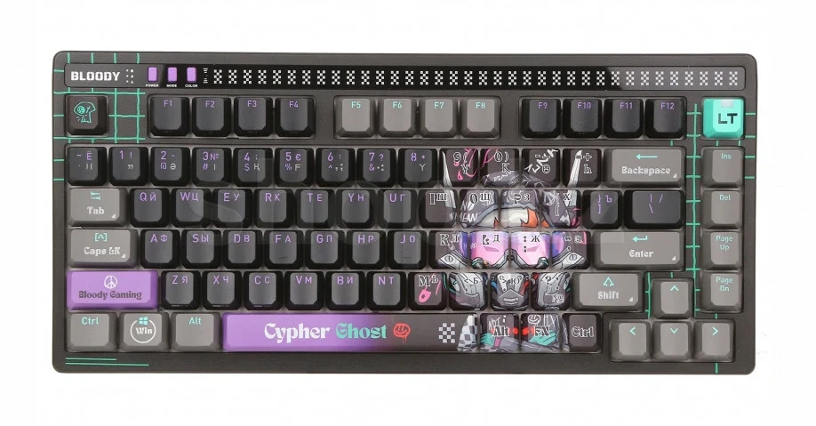 Клавиатура A4Tech AT75 Cypher Ghost SAVAGE, Purple Gray, Gaming, Multimedia,Alpha Optical Switch,USB