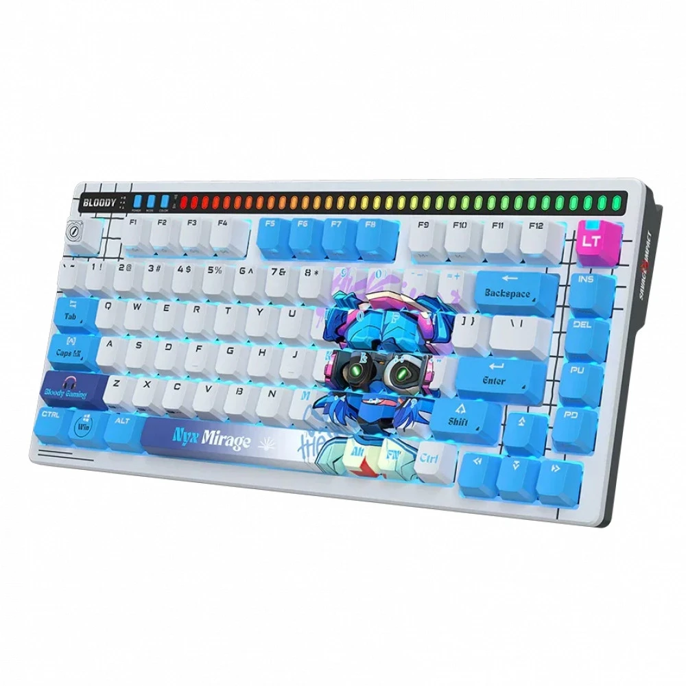 Клавиатура A4Tech AT75 Nyx Mirage SAVAGE, White Gray, Gaming, Multimedia, Alpha Optical Switch, USB — 2