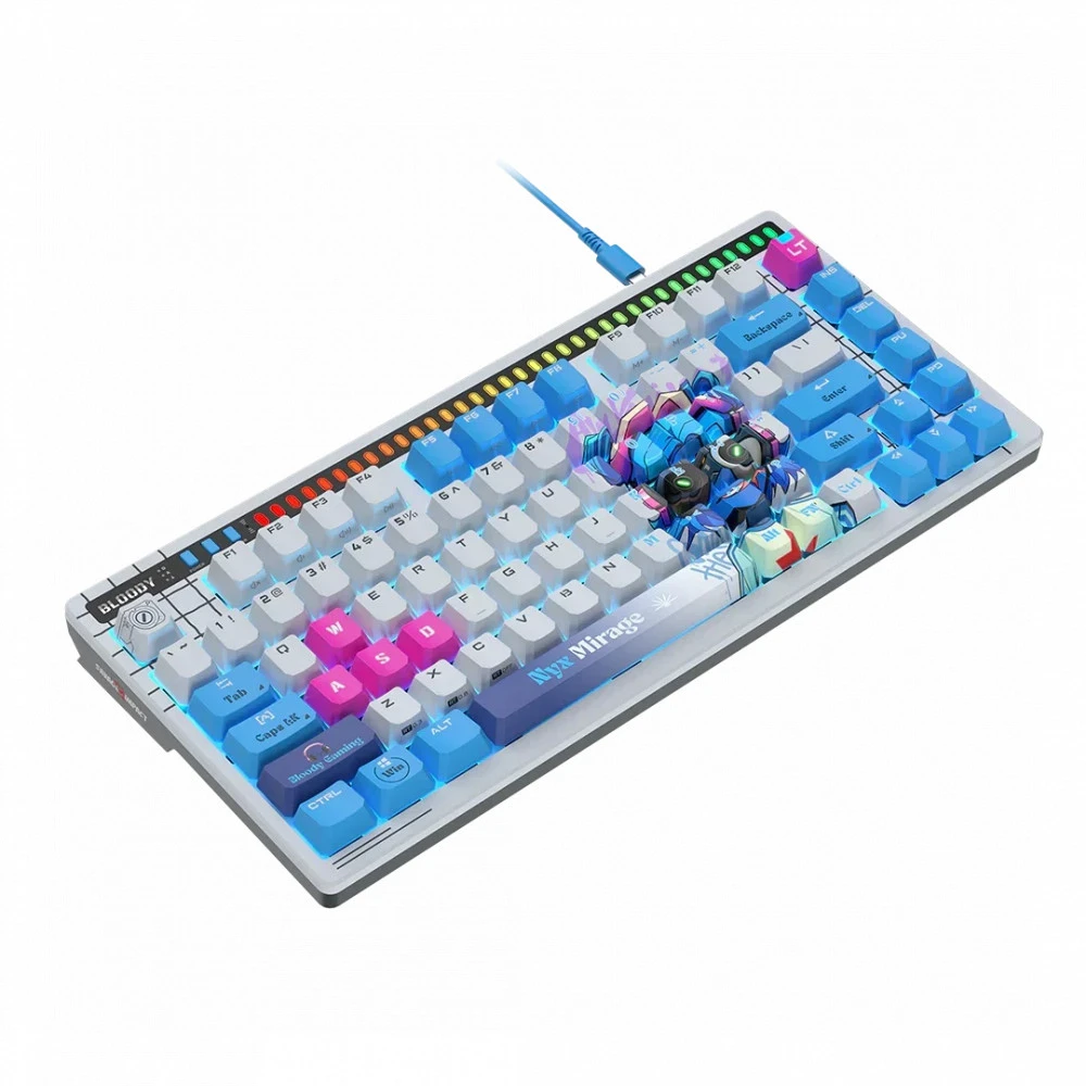 Клавиатура A4Tech AT75 Nyx Mirage SAVAGE, White Gray, Gaming, Multimedia, Alpha Optical Switch, USB — 3