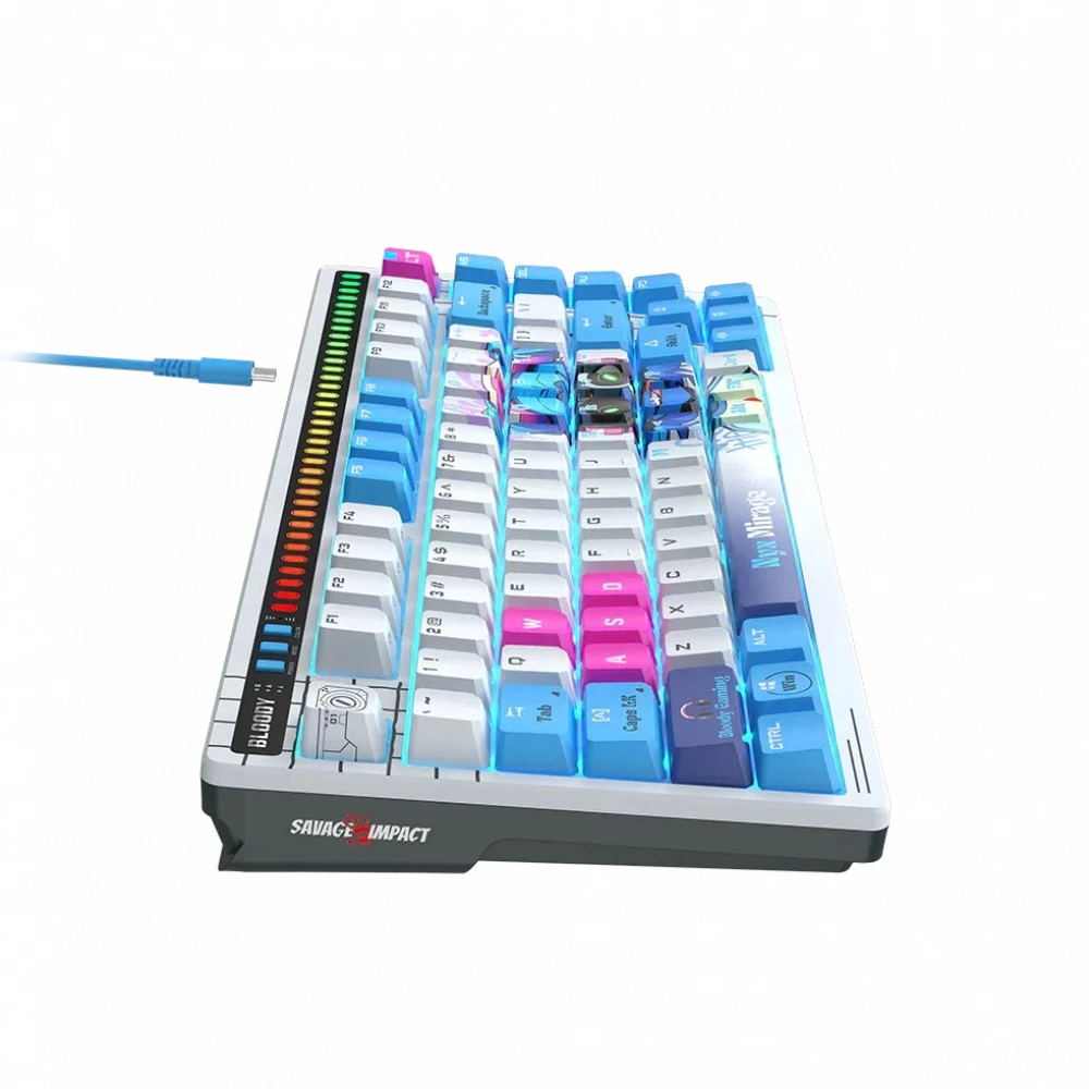 Клавиатура A4Tech AT75 Nyx Mirage SAVAGE, White Gray, Gaming, Multimedia, Alpha Optical Switch, USB — 4