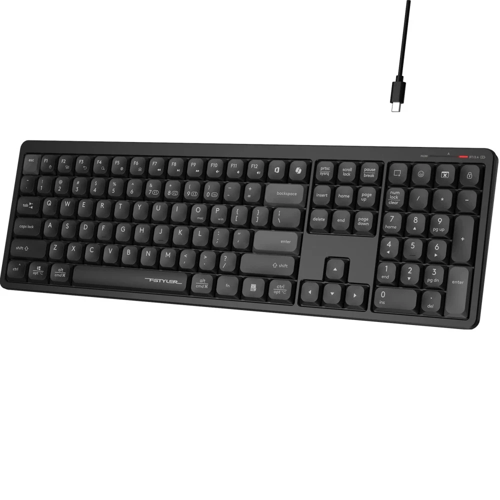 Клавиатура A4Tech Fstyler FBX55C, Black, Wireless, Slim, Multimedia, 300 mAh, BT, USB — 4