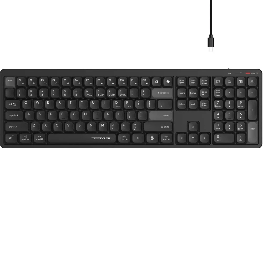 Клавиатура A4Tech Fstyler FBX55C, Black, Wireless, Slim, Multimedia, 300 mAh, BT, USB — 2