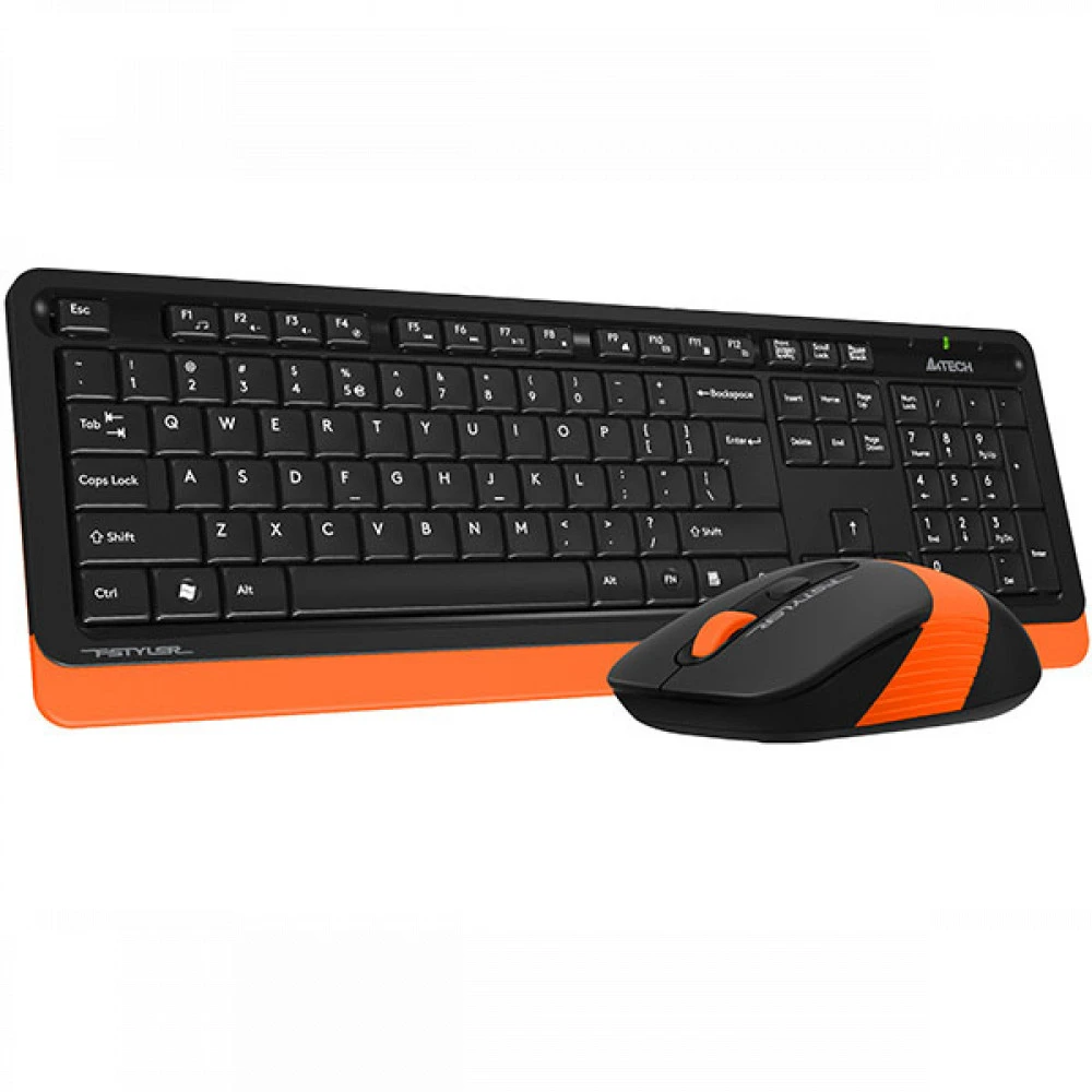 Клавиатура A4Tech Fstyler FG1010, Orange + мышь, Wireless, Multimedia, 1xAA, USB — 2