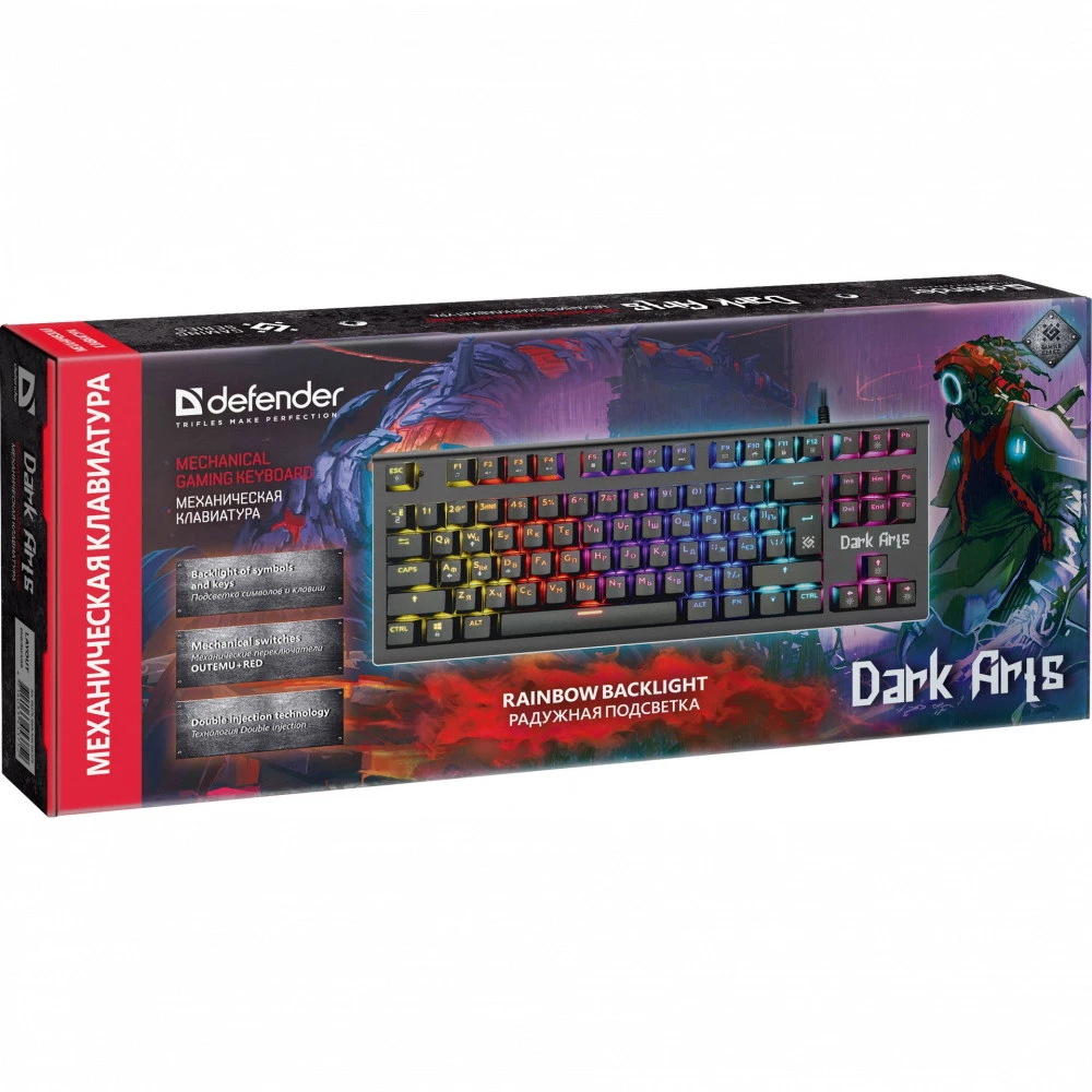 Клавиатура Defender Dark Arts GK-375, Black, Wired, Multimedia, Gaming, Outemu Red, Backlight, USB — 5