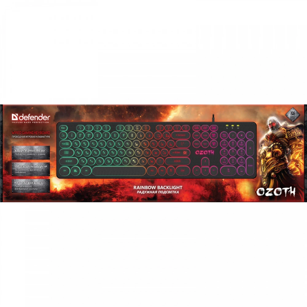 Клавиатура Defender Ozoth GK-106, Black, Wired, Gaming, Multimedia, RGB-backlight, USB — 3