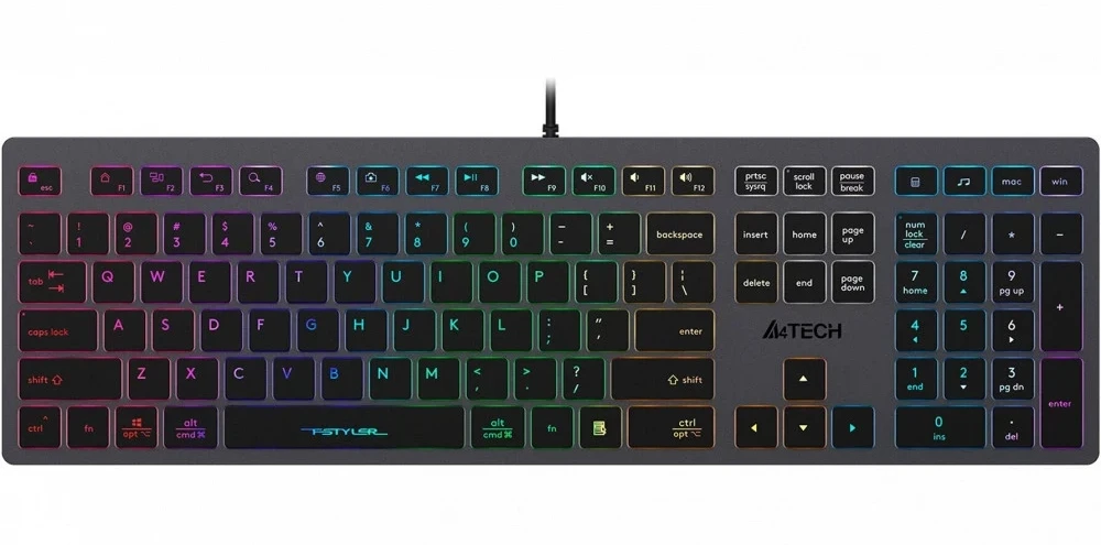 Клавиатура A4Tech Fstyler FX60H, Grey (Neon Backlit), USB