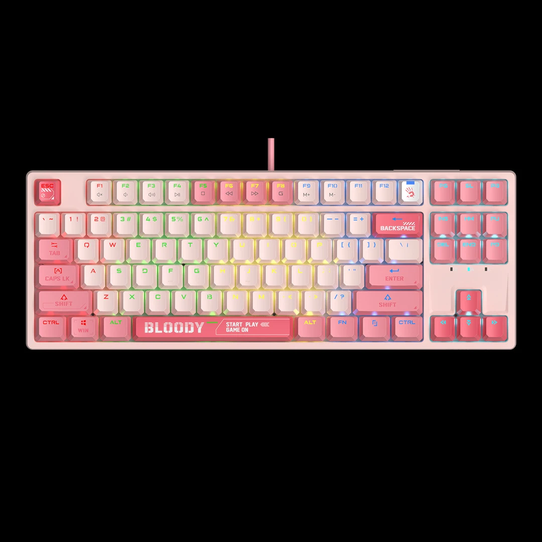 Клавиатура A4Tech Bloody S87, BLMS Red Plus Switch, Pink, USB