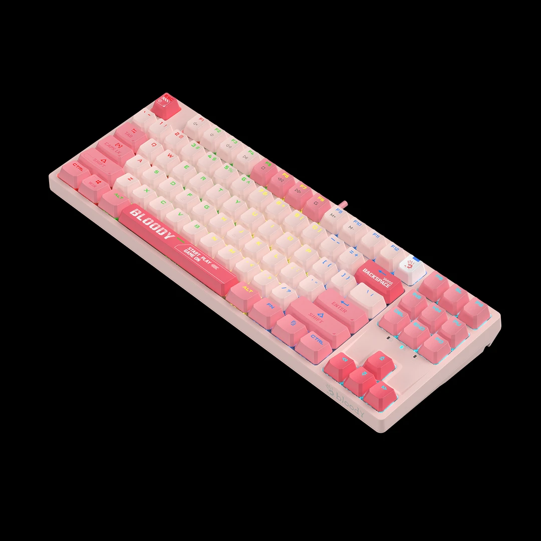 Клавиатура A4Tech Bloody S87, BLMS Red Plus Switch, Pink, USB — 2