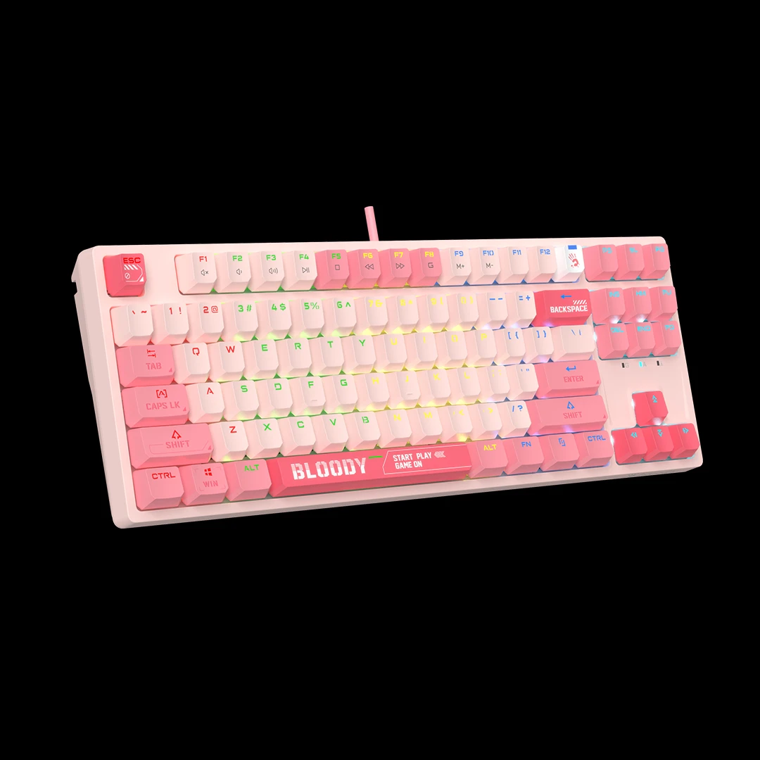 Клавиатура A4Tech Bloody S87, BLMS Red Plus Switch, Pink, USB — 3
