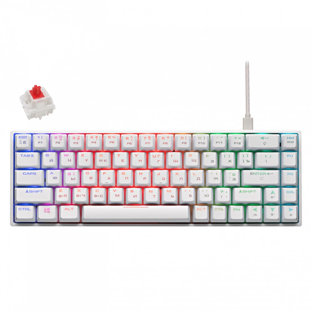 Клавиатура 2E Gaming KG380 RGB, Blue switch, White